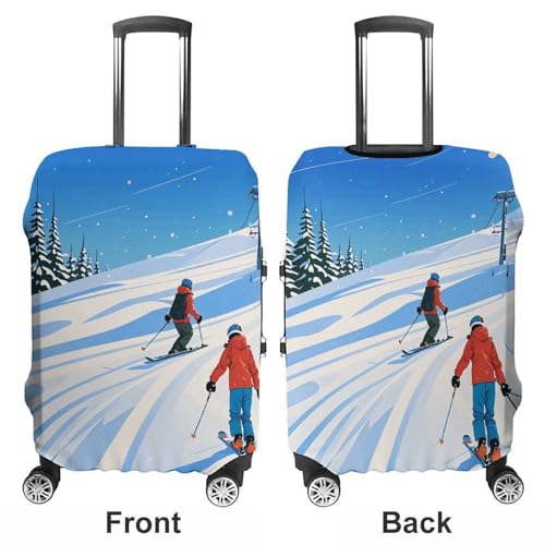 Winter Sports Ski Theme Luggage Cover Elastic Suitcase Protector Case Anti-Scratch Washable Baggage Covers Protector For Traveling, Aircraft Consignment L3