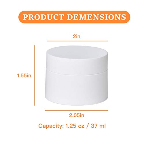 Plastic Containers Akamino White Plastic Lotion Jar with Inner Liners and Dome Lids for Make-up Cosmetic, Creams, Lotions, Refillable Travel Airtight Container Storage (1.25 Oz, 37 ML, 12 PCS)2