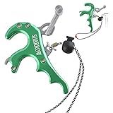 SHARROW Compoundbogen Release Aid 4 Finger Metall Sehnen Spannhilfe Bogen Auslöser Daumenrelease für Bogenschießen Zubehör Trigger Caliper Hilfsmittel (Grün)