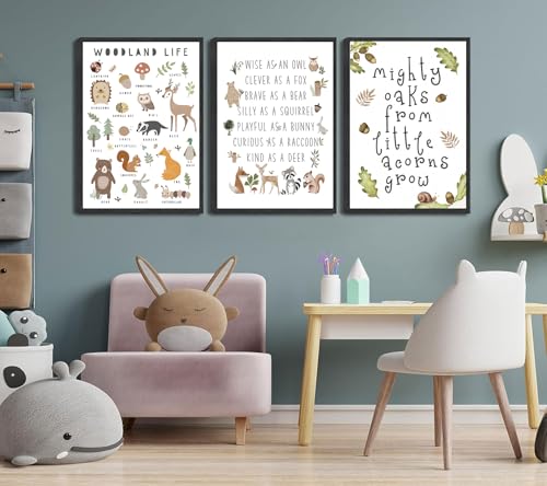 Positive Affirmations Animal Wall Art Nursery Animal Alphabet Classroom Painting Wall Decor Educational Poster Prints Kids Playroom Picture Prints Canvas Artwork for Boy Girl Room 12x16 Inch - Image 3