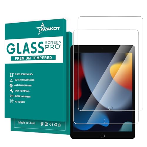 avakot 2 Pack Screen Protector for iPad 10.2, Tempered Glass Film Compatible with iPad 9th Generation 10.2 Inch 2021/2020/2019 Anti-Scratch Sensitive Dropproof Screen Protector for iPad 8th/7th Gen