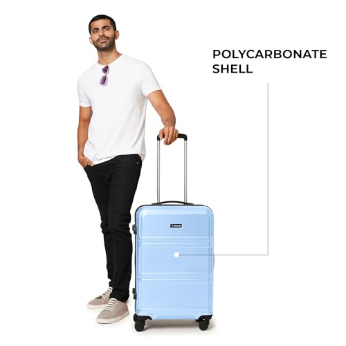 Image of Jet Set Go by Nasher Miles Dollar Hard-Sided Polycarbonate Luggage Set of 2 Pastel Blue Trolley Bags (55 & 65 cm)