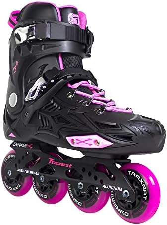 Patins Traxart Freestyle Dynamix Preto/Rose - Rodas 80mm ABEC-7 -...