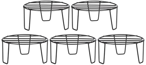 Image of Amazon Brand - Solimo Metal Flower Pot Stand (Black, Set of 5, Round)| Gamla Stand for Home | Plant Stand for Balcony | Premium Flower Pot Stand | Plant Stand for Living Room
