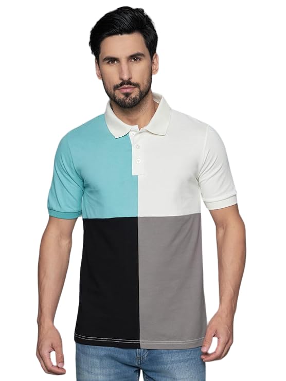 Image of THE DRY STATE Men's Basic Fit Textured Stand Collar Henely T-Shirt
