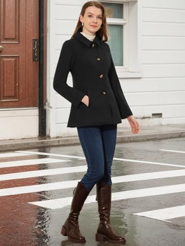 Allegra K Womens Work Office Winter Overcoat Single Breasted Point Collar Pea Coat2