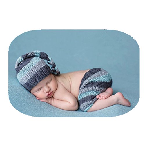 Coberllus Newborn Baby Photo Props Outfits Crochet Knitted Hat Pants Set for Boy