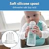 Dr. Brown's Milestones Narrow Sippy Bottle, 100% Silicone Soft Sippy Spout, 8oz/250mL, 6m+, Flamingo