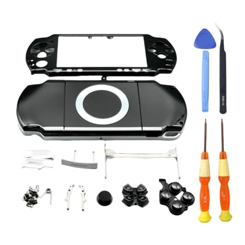 Image of Hzxkqmil Full Housing Shell Cover Faceplate Case Replacement Parts with Buttons Screws Set for Sony PSP 2000 2001 2002 2003 2004 Console (Black)