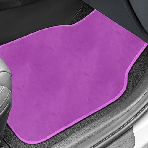 Image of FH Group Universal Fit Full Set Doe16 Faux Rabbit Fur Automotive Floor Mats fits most Cars, SUVs, Trucks and Vans Purple
