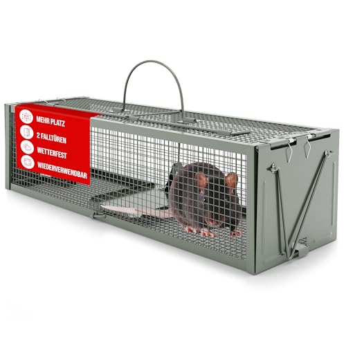 VANWILD® Rattenfalle Lebend 40cm | Tierfreundliche Lebendfalle mit Zwei Eingängen, Sichere & Effektive Mausefalle für jeden Einsatzbereich