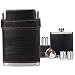 GENNISSY 18/8 Stainless Steel 8oz Flask - Americal Flag Black Leather with 3 Cups and Funnel 100% Leak Proof