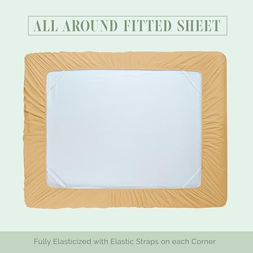 Elegant Comfort Luxury 1500 Premium Hotel Quality Microfiber 4-Piece Sheet Set - Soft, All Around Elastic 18-24 Inches Deep Fitted Sheet - Extra Deep Pocket Sheets, Full, Camel-Gold