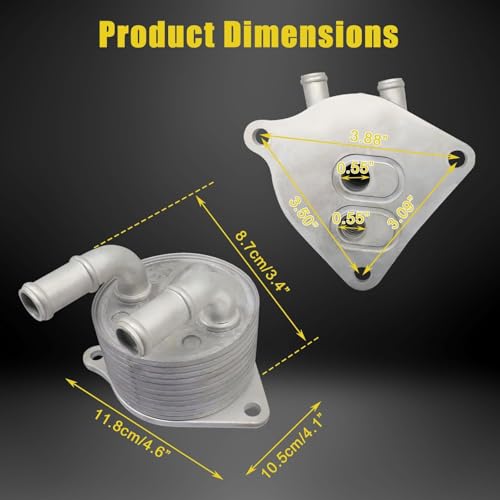Image of SecosAutoparts 68373829aa Automatic Transmission Oil Cooler with Gaskets Compatible with Jeep Compass 2.4L 2019 2020 Replace# 68369628AA Aluminum