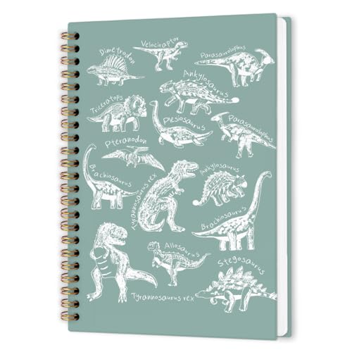Carnet à spirales dinosaure vert 14x21 cm pour l'école des garçons