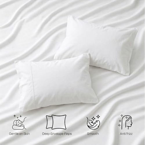 Image of 1000 Thread Count Egyptian Cotton Twin XL Sheet Set - 4 Piece Luxury Bedding, Deep Pocket Sheets Fits 18 inch Mattress, Soft & Breathable, White