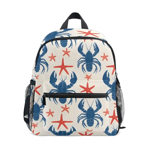 Retro Blue Lobster Kids Backpack for Girls Boys School Bookbag Toddler Preschool Kindergarten Back Pack Children School Bag Rucksack