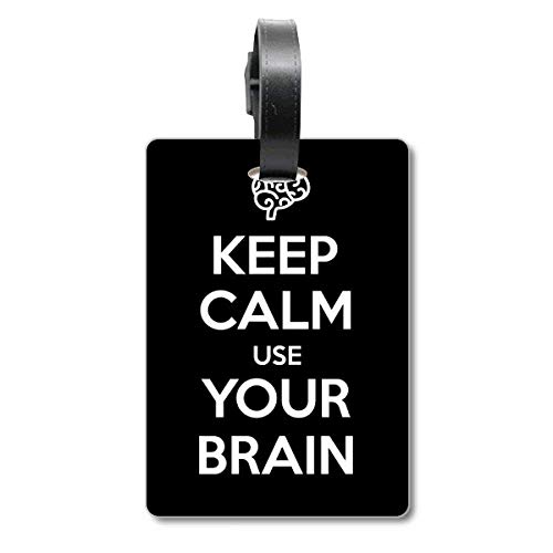Étiquette valise Keep Calm Use Your Brain accessoire sac de voyage noir