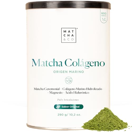 Matcha Collagen. Colágeno Marino con Magnesio, Té Matcha y Ácido Hialurónico. Sabor Matcha. Articulaciones, piel y uñas. 290 g. matcha colágeno en polvo.