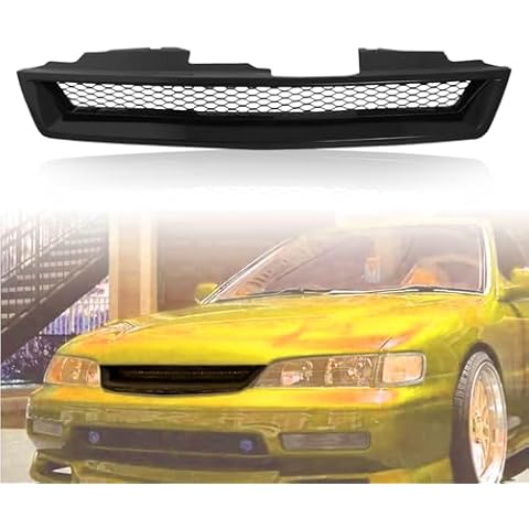 Kspeed Front Bumper Grille Fit 1994 1995 1996 1997 for Accord 2/4 Door, ABS Plastic Type-R Black Mesh Front Upper Grill Guard Replacement Part Cover