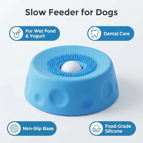 Slow Feeder Dog Bowl with Rolling Ball for Dogs Anti-Slip Lick Bowl | for Liquid Treats,Bone Broth,Yogurt & Wet Food,Interactive Pet Feeding Enrichment Toy,for Small to Large Dog Breeds - Image 3