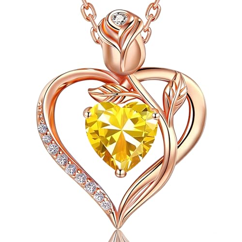 Image of Heart Birthstone Necklace for Women I Love You
