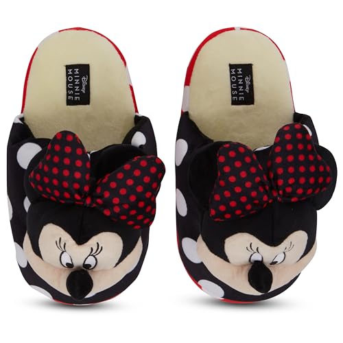 Disney Ladies Minnie Mouse Plush Slippers - Ladies Classic Minnie Mouse 3D Plush Slippers Plush House Slippers2