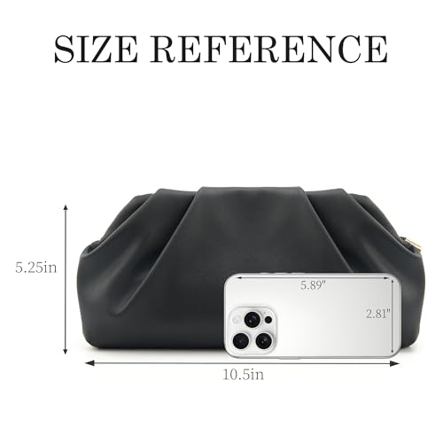 Clutch Purses for Women, Chic Pleated PU Black and Gold Purse with Detachable Chain and Sparkle Hard Shell, Roomy Evening Bag3