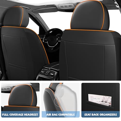 Image of Seat Covers for Chevy Silverado 1500 2007-2026 (Black&Orange, Luxury 5 Set)