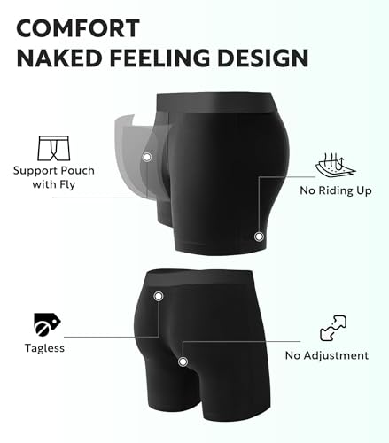 Image of DAVID ARCHY Men's Ultra Soft Underwear Modal Boxer Briefs Slim Fit 6.5 inch | Second Skin Fabric Breathable, Smooth Low-Profile Waistband, Easy Access Side Fly, Tagless Anti Chafing for All-day Comfort
