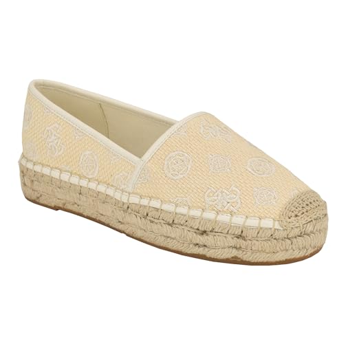 Guess Women's JOELYA Ballet Flat, Natural/Cream Logo 111, 9