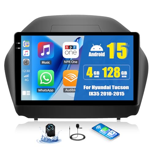 Image of [4+128GB] Android 15 Car Stereo for Hyundai Tucson IX35 2010-2015 with Wireless CarPlay Android Auto,10.1 inch Screen Car Radio with Bluetooth GPS WiFi FM /RDS DSP EQ SWC Backup Camera