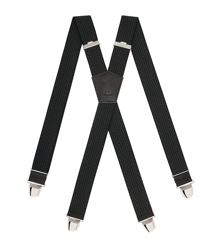 Photo de PIERROT Bretelles Homme Larges Premium Made in France - Taille Unique Ajustable - Elastique Renforcé et Finitions en Cuir - 4 Pinces Ultra...