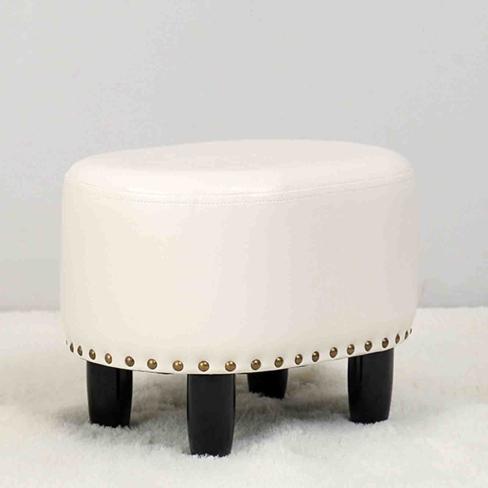 Ottomans tabourets petit repose-pieds en cuir blanc de 40cm