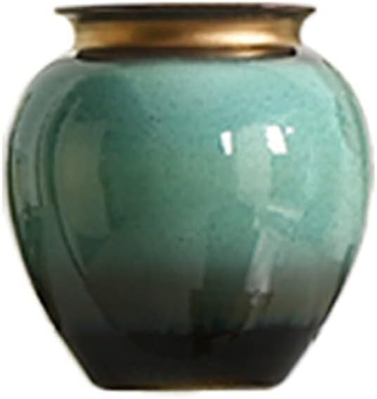 Dark Green Ceramic Floor Vase, Artistic Large Indoor Vase with Pattern for Living Room Home Decor (25×50CM)(28 * 30CM)