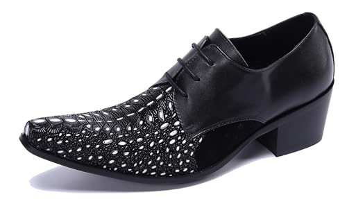 Santimon Genuine Leather Pointed Toe Lace-Up Comfort Fashion Casual Dress Oxfords Shoes for Men