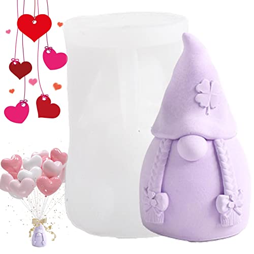 KinMokusei Kerzengießformen Aus Silikon Zwerg, 3D Wichtel Silikonform Valentinstag Weihnachten Zwerg Kerze Formen DIY Fondant Pralinen Backformchen Ostern Wichtel (C) Cover