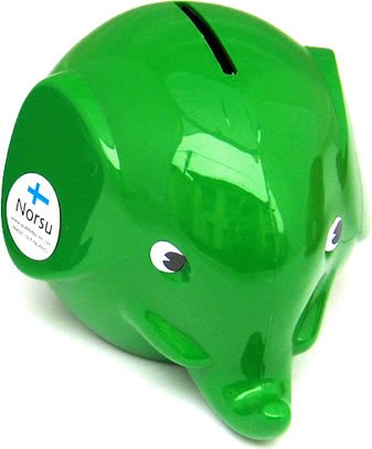 青緑色の象の貯金箱 Amazon.co.jp: Norsu エレファントバンク 貯金箱 (S)