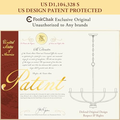FookChak Gold Chandelier, 6 Light Gold Chandelier Light Fixture for Dining Room Chandelier Candle Lighting for Entryway Kitchen Bedroom Living Room 29in Mid Century Chandeliers