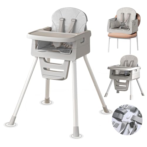 Portable 3 in 1 High Chairs for Babies and Toddlers, Convertible Baby Feeding Chair with Tray, Easy Clean Baby High Chair for Toddler with Foot Rest,...