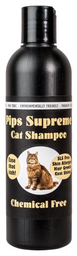 Pips Supreme Cat Shampoo 250ml. Will ease itching & remove dirt & grime and assist in removing soft bodied insects from the fur.