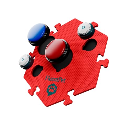 FluentPet Extra Large FlexTile for Big and Small Buttons - Red - Holds Big 3.5 1.9" Talking Dog and Cat Buttons -Each Button Mat Securely Holds 6 Buttons - Durable and Non-Slip