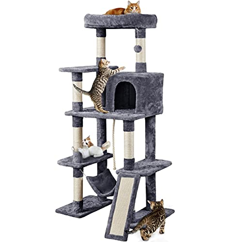 Torre Para Gatos 63in Grande Con Rascador Y Plataforma Acolchada miniatura 1