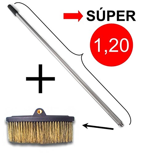LIMPIARCOCHE.COM SANMARINO Cepillo Lavado Coche DE Pelo Puro Natural + Mango DE Aluminio Profesional 1,2 MT.