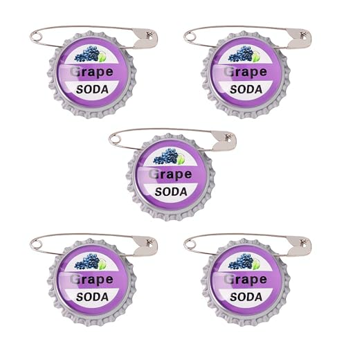Ximimark 5pcs Grape Soda Bottle Cap Pins Brooches Shirt Lapel Pins Ellie Badge Grape Soda