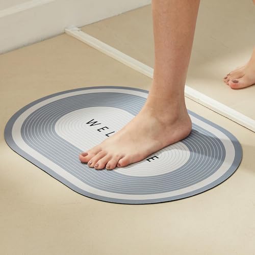 Amazon Brand - Solimo Rubber Water Absorbent Non-Slip Bathmat |Oval Bathroom Mat | Anti-Skid, Lightweight | Super Absorbent | 38 Cms X 58 Cms (Grey) (B0D14M7MLS) Amazon Price History, Amazon Price Tracker