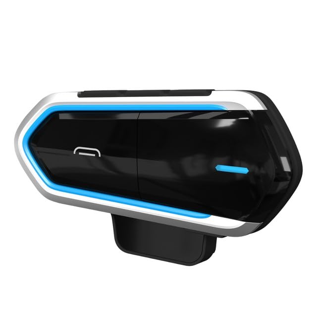 Motorcycle Helmet Bluetooth Headset | IP54 Waterproof FM Radio Audio Device | Blue-image-14