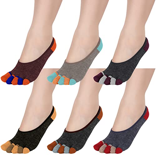 Bencailor 6 Pairs Women Toe Socks No Show Toe Low Cut Socks with Toes Separated for Women Athletic Running