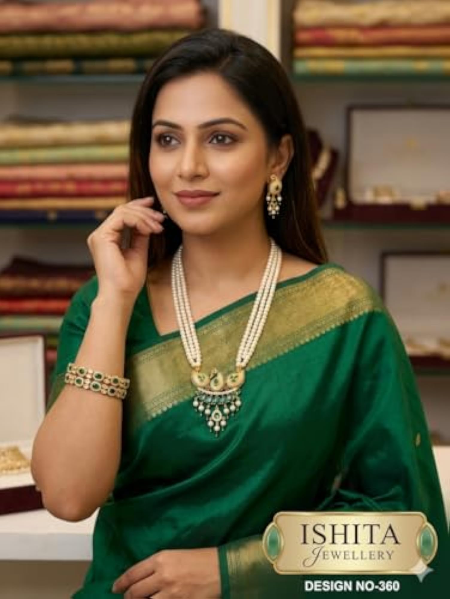 Traditional Maharashtrian Tanmani Necklace Set with Earrings, Gold Plated