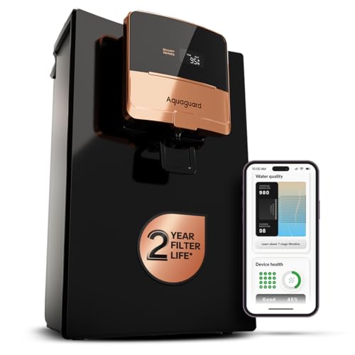 Aquaguard Ritz Pro RO+UV+Copper Water Purifier | 2 year filter life | SMART Purifier | TDS Display | FilterLife & Water In take Tracker | Service Alert | With Mega Sediment filter